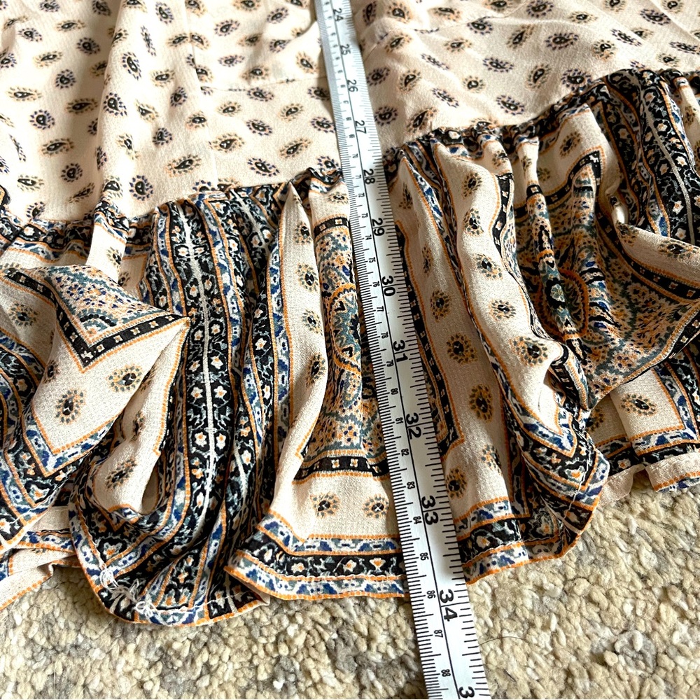 FREE PEOPLE BOHO PENNY LANE TEA COLOR MINI DRESS - Picture 12 of 14